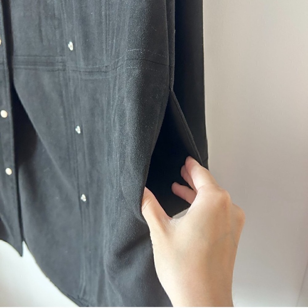 Zara Black Suede Fringe Button Down Jacket Size L - Picture 2 of 6